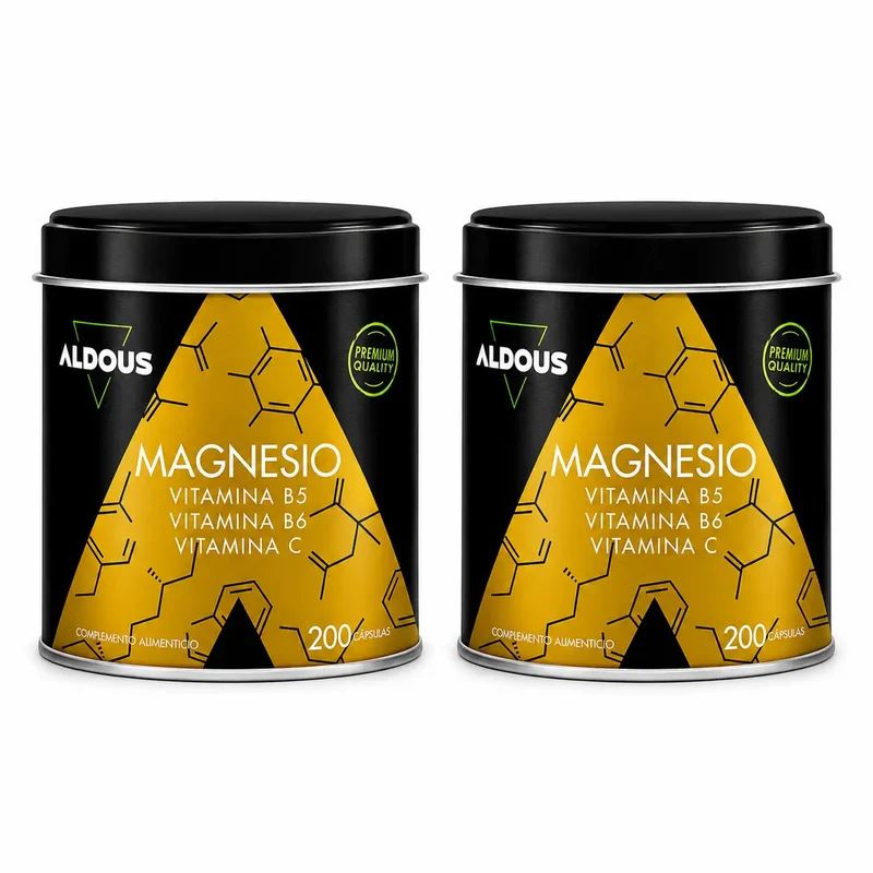 Aldous Labs Complemento Alimenticio Magnesio Con Vitamina C, B5 Y B6 , 200 Capsulas , pack 2