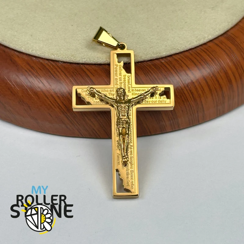 Colgante con cruz de Jesús de acero inoxidable 304