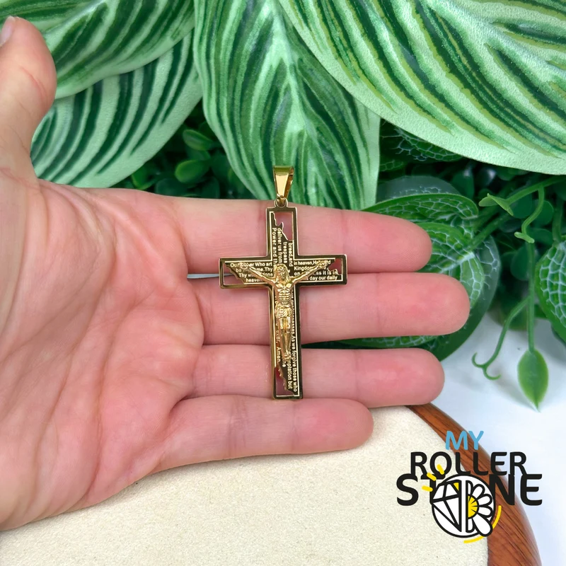 Colgante con cruz de Jesús de acero inoxidable 304