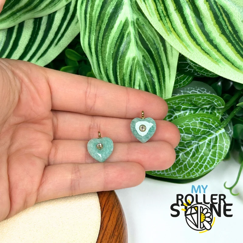 Colgante de corazón facetado con amazonita, ojo de tigre y amatista – Acero inoxidable 304 chapado en oro