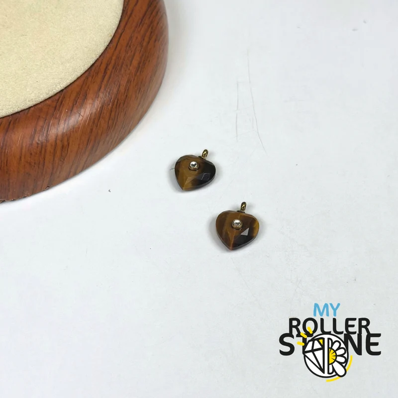 Colgante de corazón facetado con amazonita, ojo de tigre y amatista – Acero inoxidable 304 chapado en oro