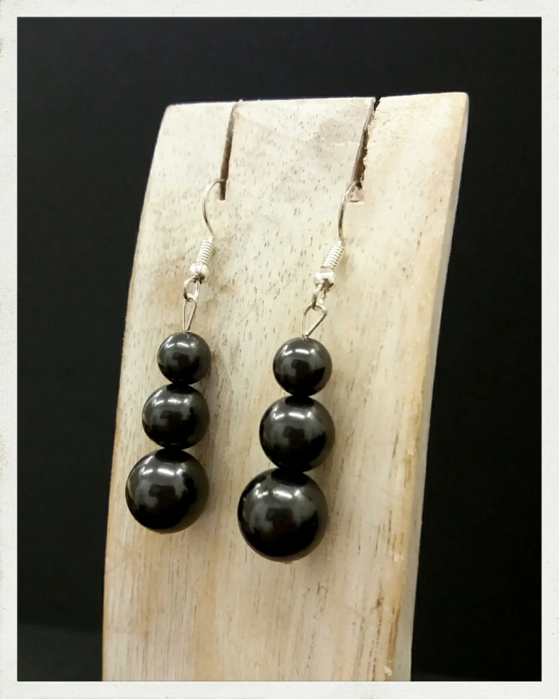 Pendientes de shungit (3 cuentas)