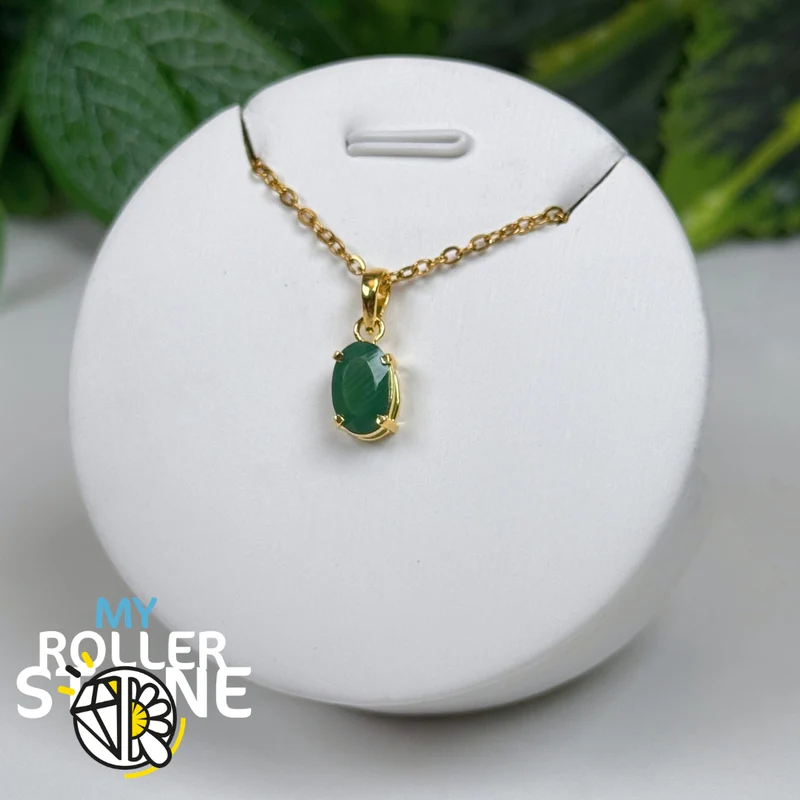 Colgante de crisoprasa de Brasil y plata de ley 925 chapada en oro n.° 1