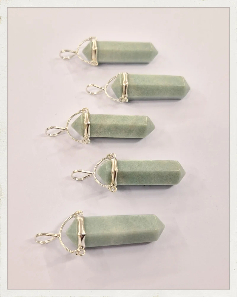 Colgante punta biterminada de amazonita y plata