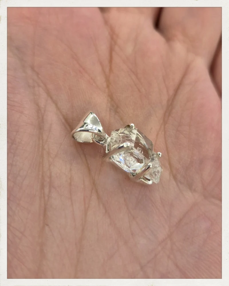 Colgante de cuarzo "diamante Herkimer" mini y plata (EXCLUSIVO ONLINE)