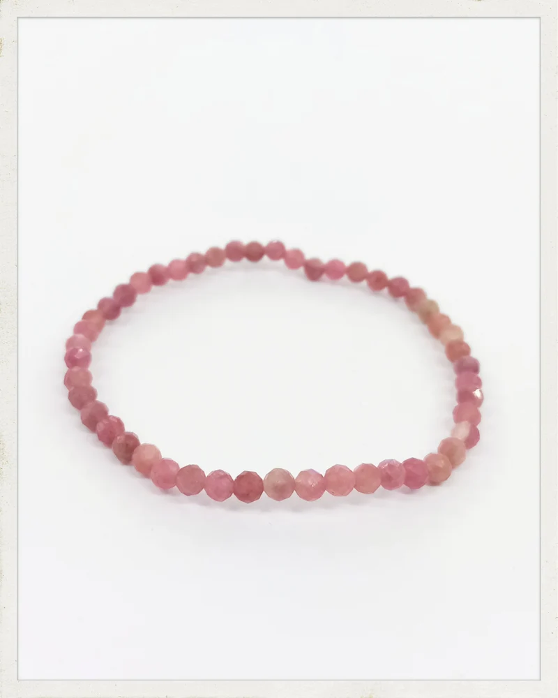 Pulsera de turmalina rosa (Bola facetada de 4 mm.) (EXCLUSIVO ONLINE)