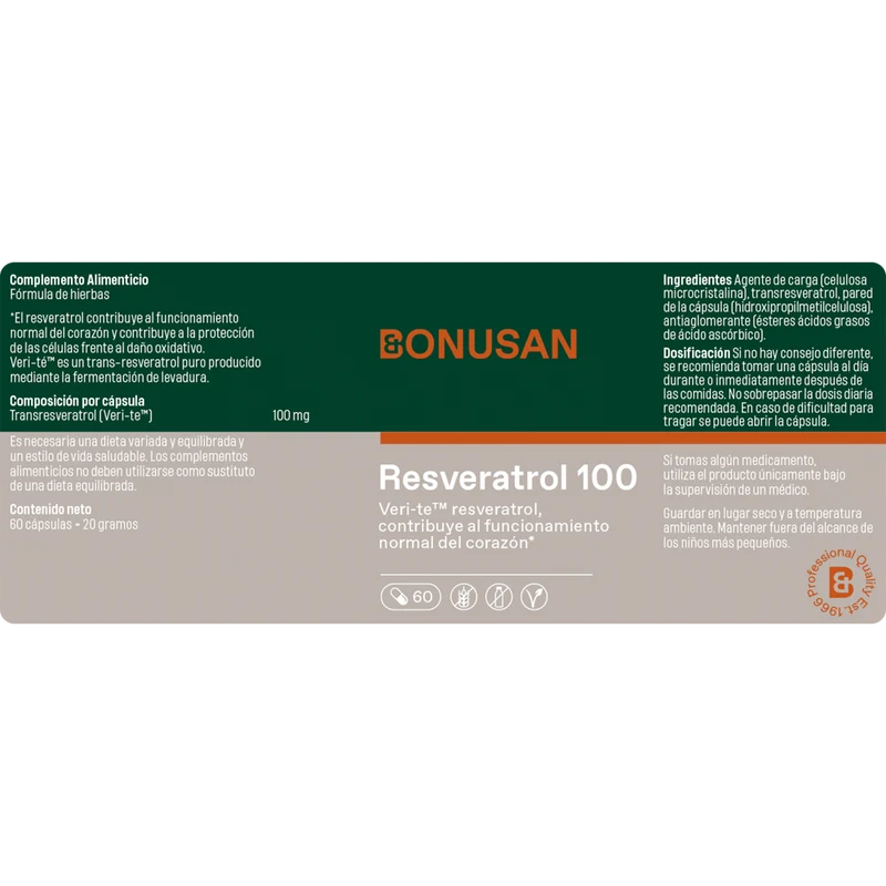 Resveratrol 100 60 Cápsulas | Bonusan