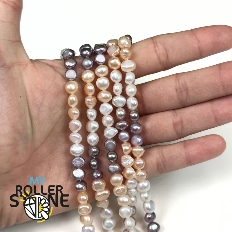 Perlas cultivadas naturales de agua dulce – Forma de pepita, pulidas por ambos lados.