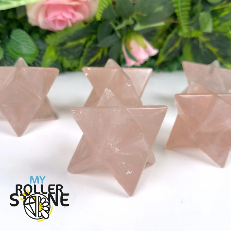 Merkaba de cuarzo rosa
