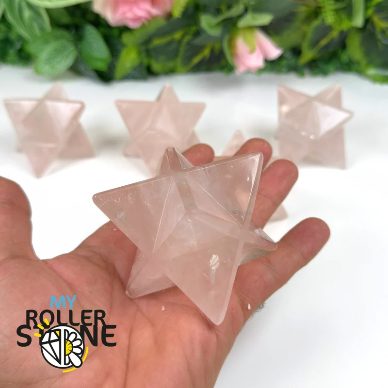 Merkaba de cuarzo rosa