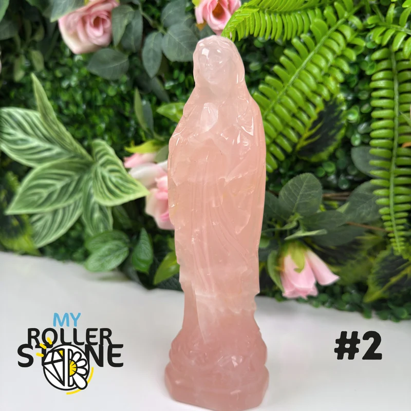 Virgen María en cuarzo rosa