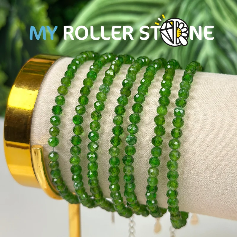 Pulsera de diópsido facetado con cierre de plata