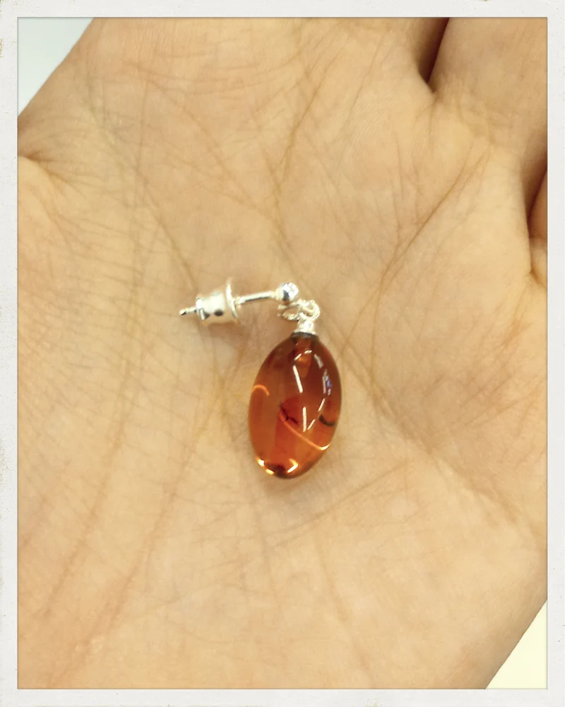 Pendientes redondeados de ámbar y plata (EXCLUSIVO ONLINE)