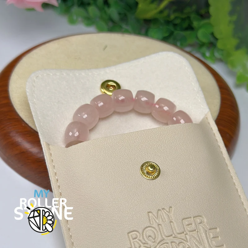 Pulsera de cuentas cilíndricas de cuarzo rosa de Madagascar 5A