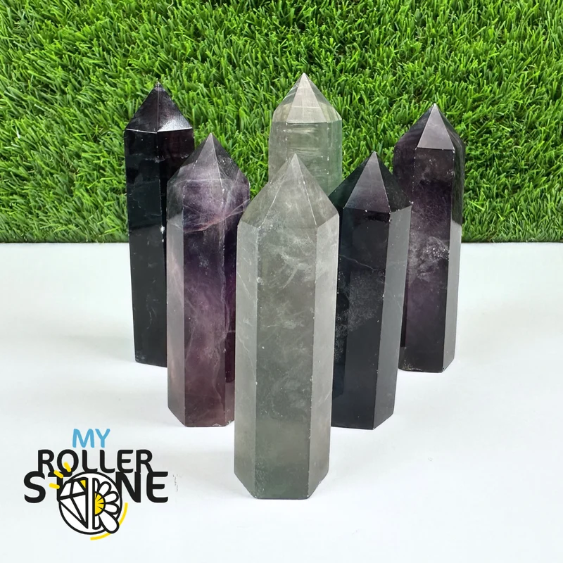 Puntas de piedra de fluorita arcoíris