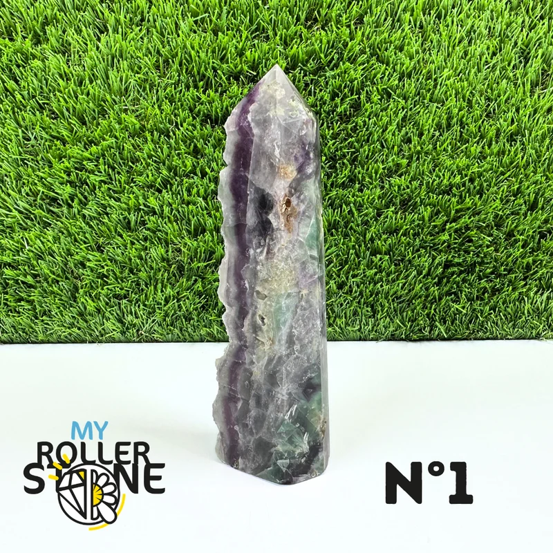 Puntas de piedra rectangulares de fluorita arcoíris