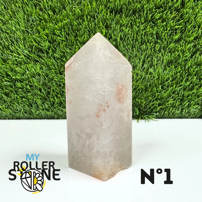 Piedra puntiaguda rectangular con flor de ágata