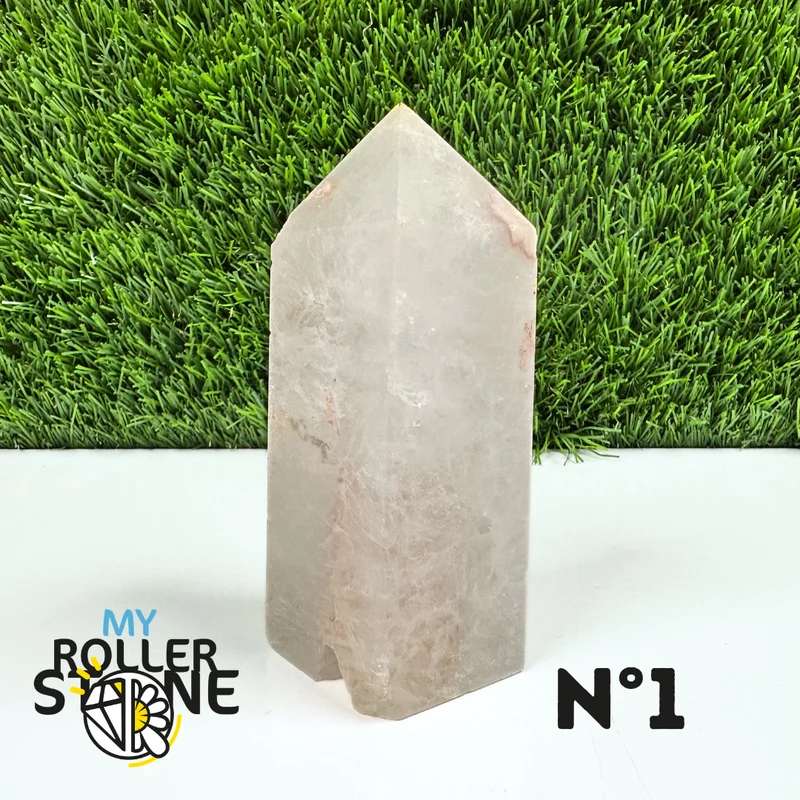 Piedra puntiaguda rectangular con flor de ágata