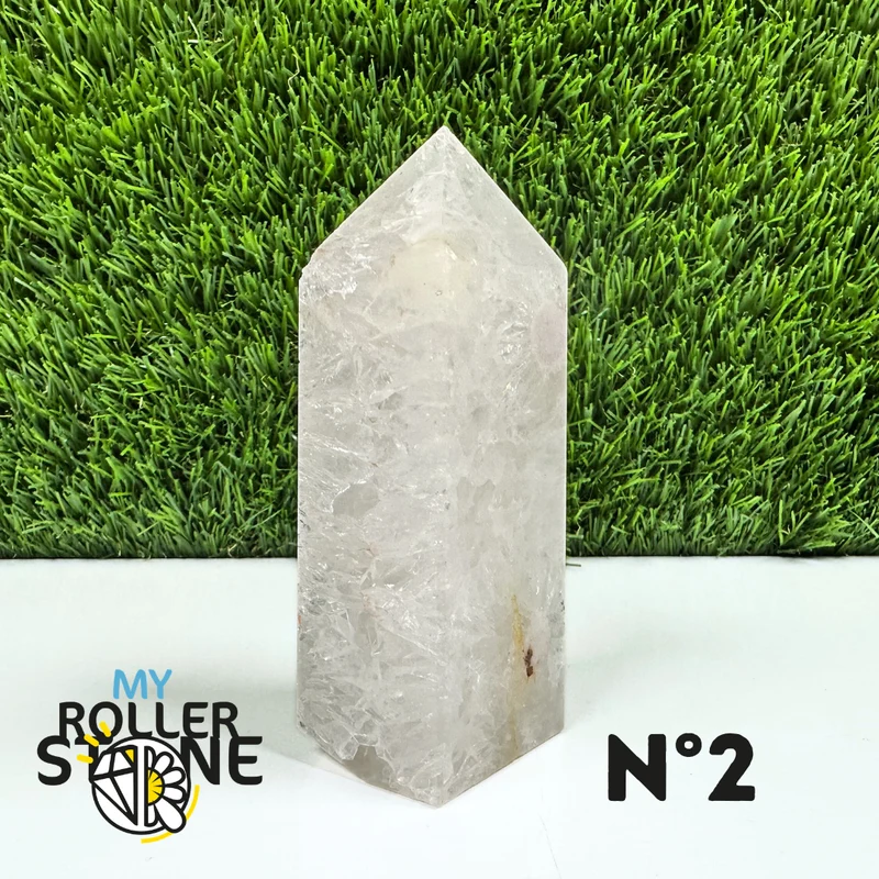 Piedra puntiaguda rectangular con flor de ágata