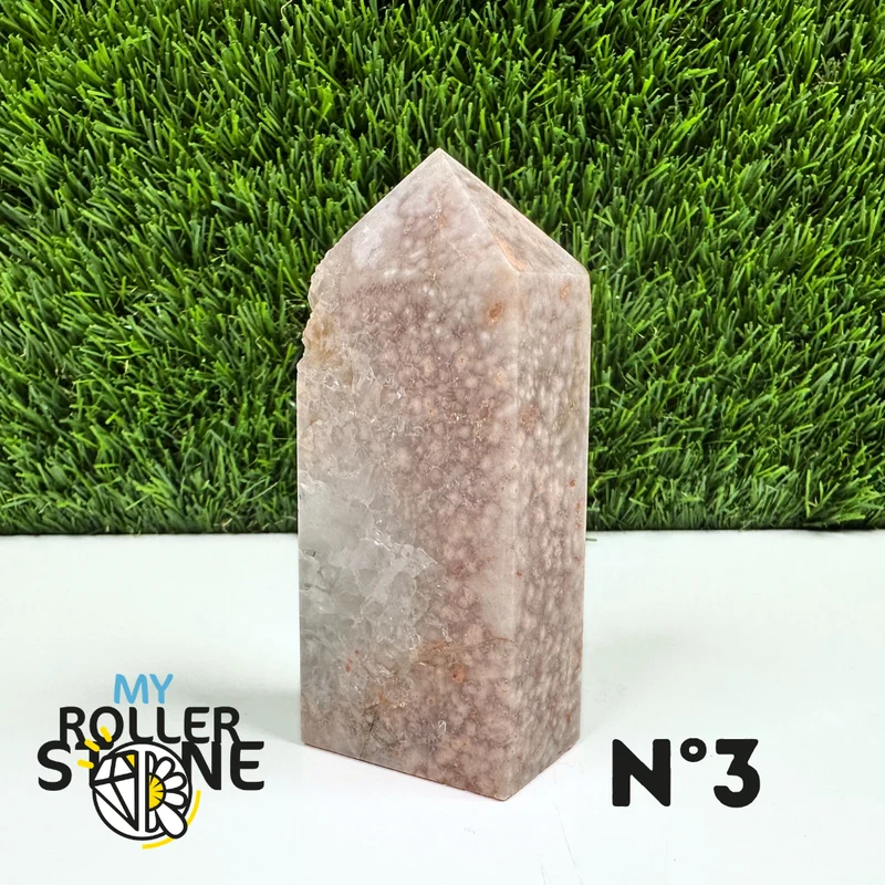 Piedra puntiaguda rectangular con flor de ágata