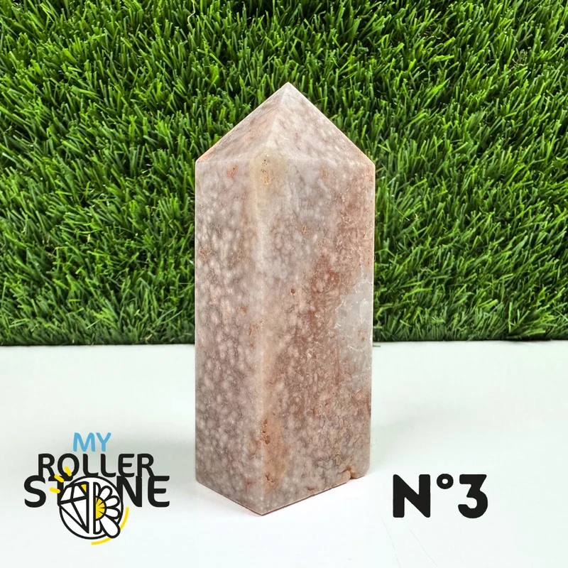 Piedra puntiaguda rectangular con flor de ágata
