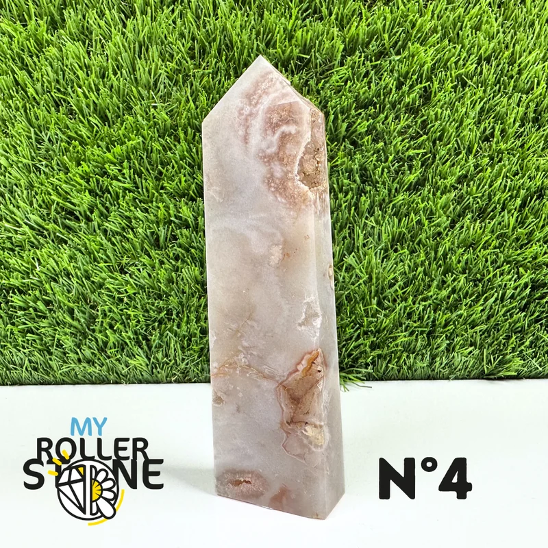 Piedra puntiaguda rectangular con flor de ágata