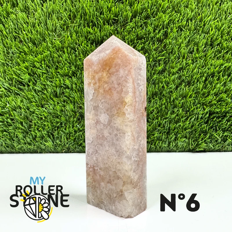 Piedra puntiaguda rectangular con flor de ágata