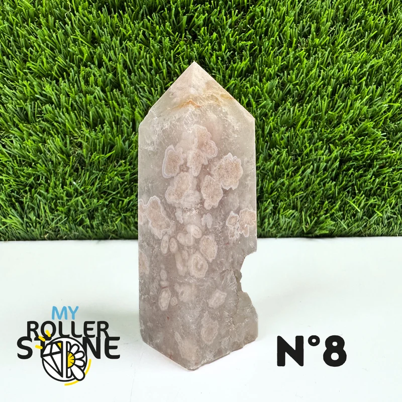 Piedra puntiaguda rectangular con flor de ágata