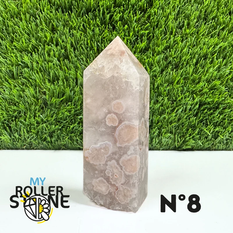 Piedra puntiaguda rectangular con flor de ágata