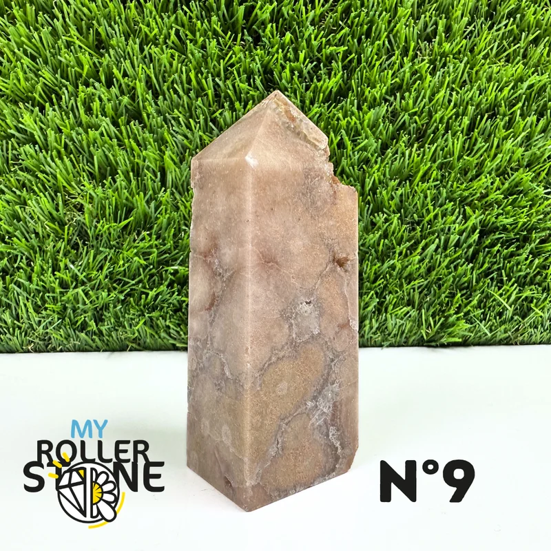 Piedra puntiaguda rectangular con flor de ágata