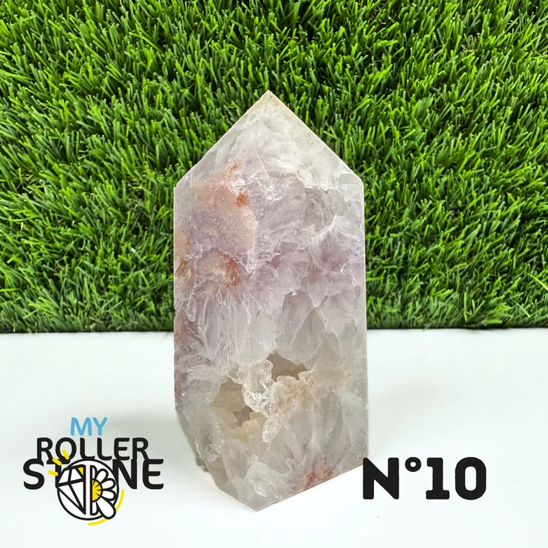 Piedra puntiaguda rectangular con flor de ágata