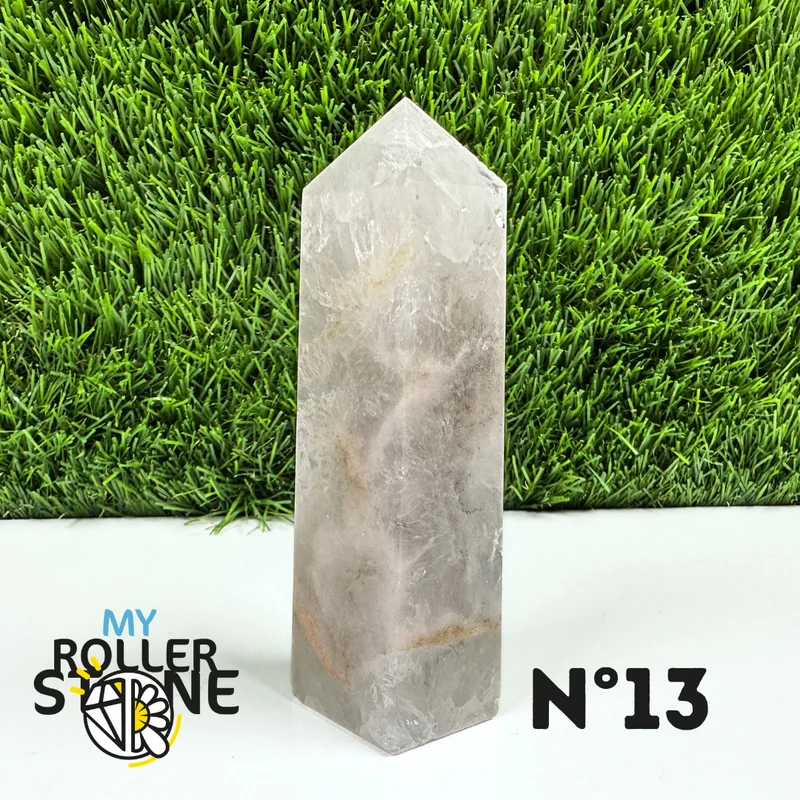 Piedra puntiaguda rectangular con flor de ágata