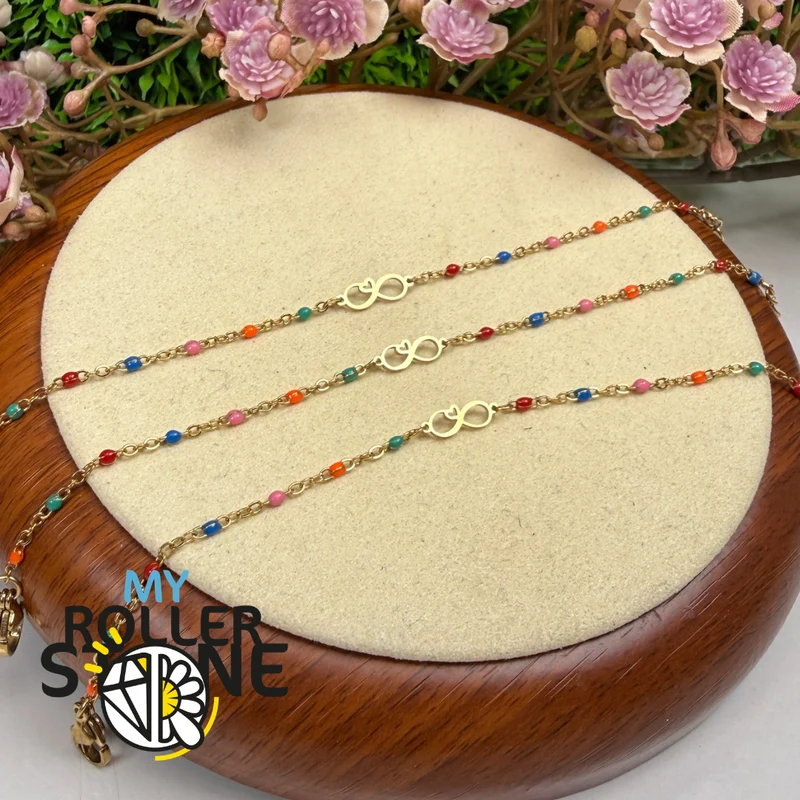 Pulsera Infinity de acero inoxidable y esmalte multicolor