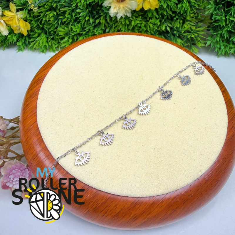 Pulsera turca de acero inoxidable con forma de ojo