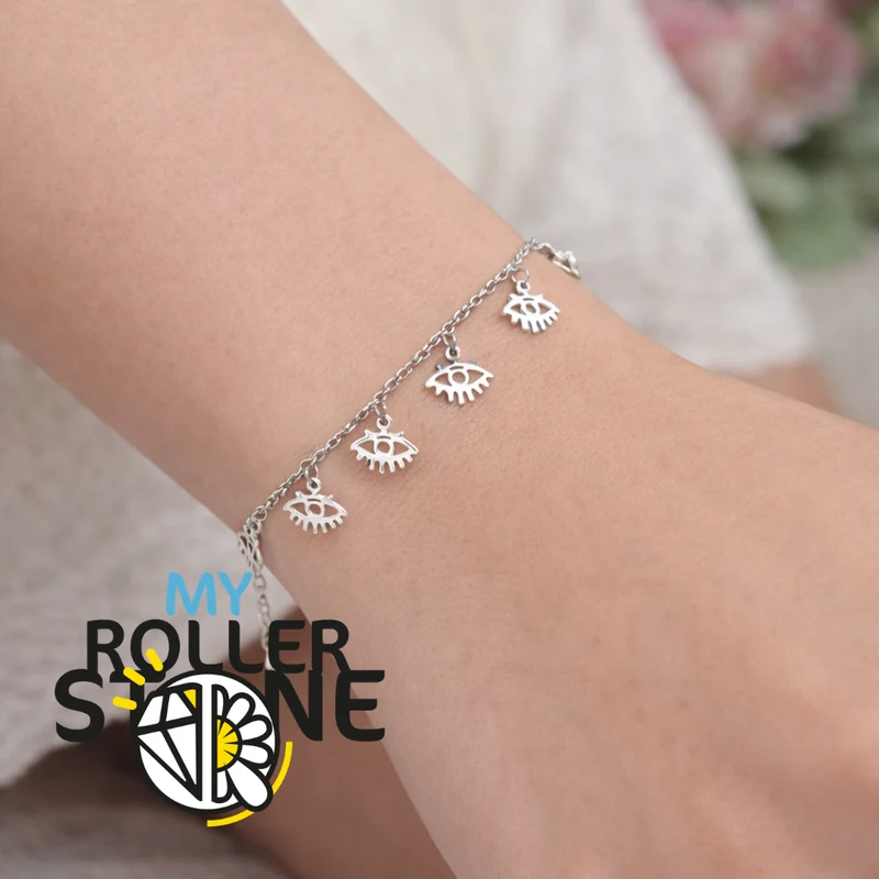 Pulsera turca de acero inoxidable con forma de ojo