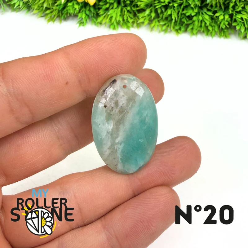 Colgante perforado de amazonita y cuarzo ahumado (raro)