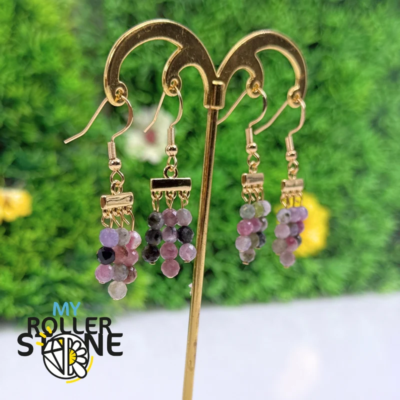 Pendientes bohemios con piedras naturales
