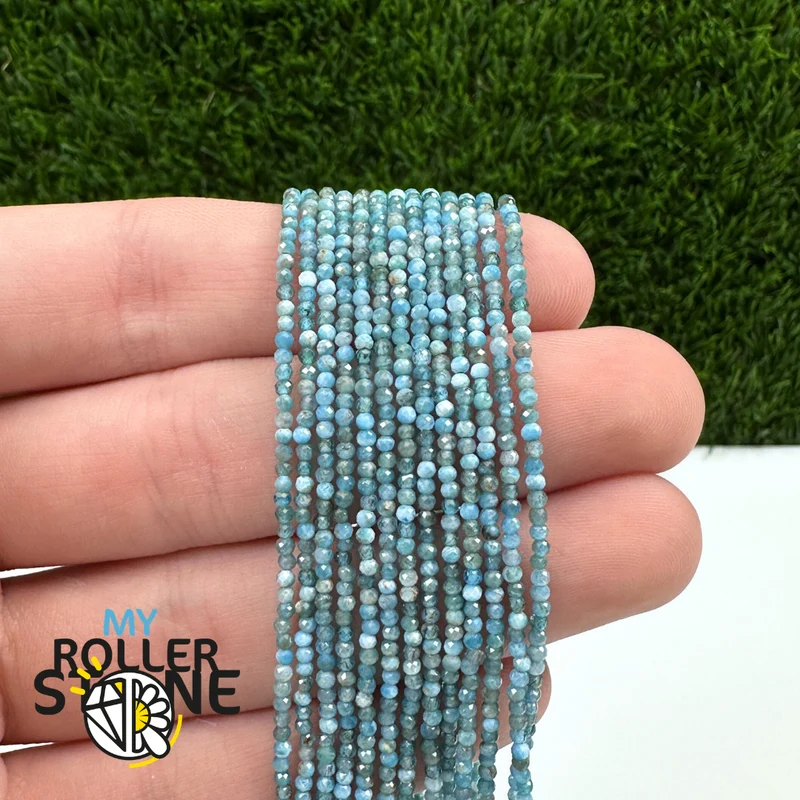 Cuenta facetada de apatita azul 3A 2 MM