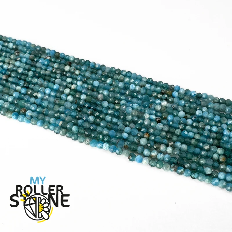 Cuenta facetada de apatita azul 3A 2 MM