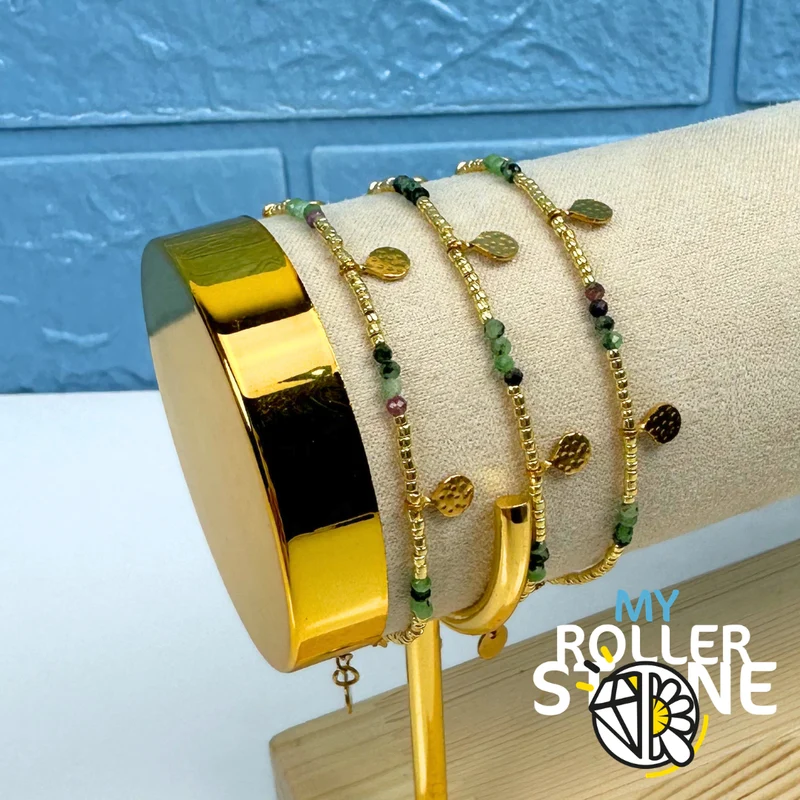 Pulsera de acero inoxidable con perlas naturales facetadas
