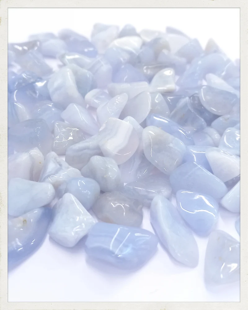 Rodado mini de ágata de encaje azul/calcedonia azul mini