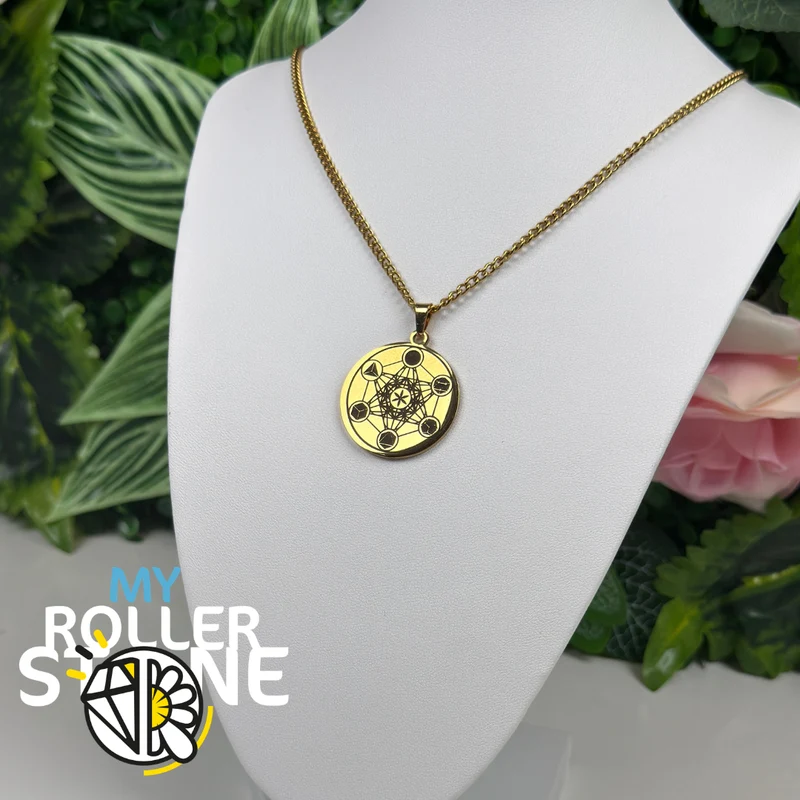 Collar Cubo de Metatrón Flor de la Vida Oro