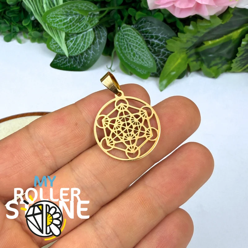 Colgante de Metatrón de acero chapado en oro