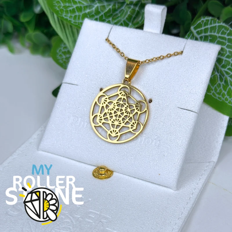Colgante de Metatrón de acero chapado en oro