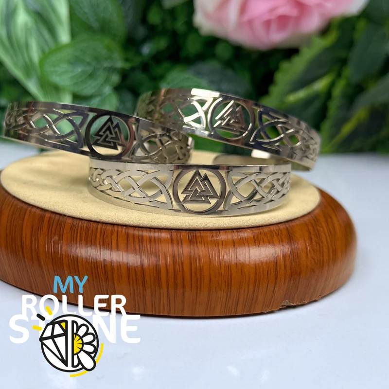 Pulsera de puño vikinga Valknut de plata