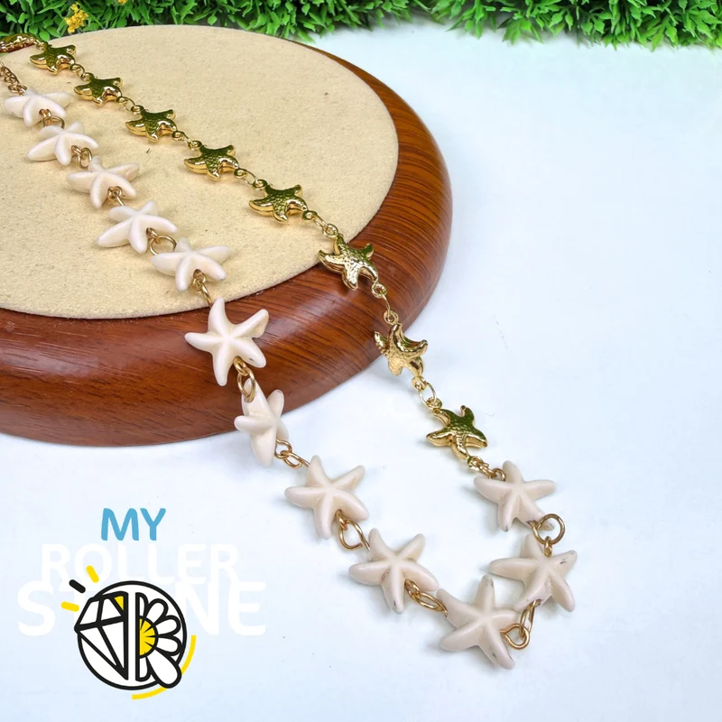 Collar doble con estrella de mar de acero inoxidable