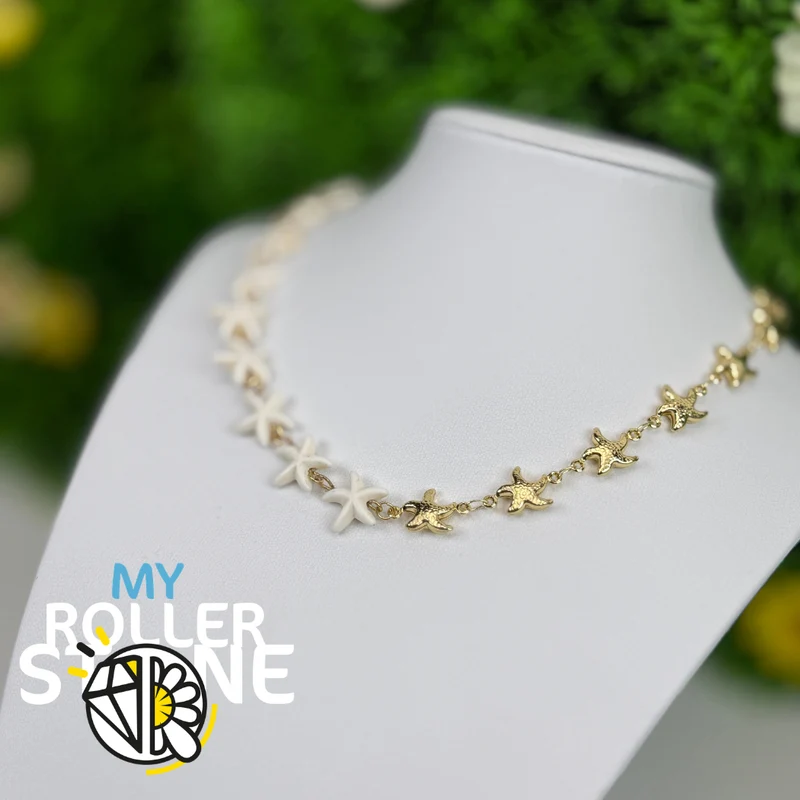 Collar doble con estrella de mar de acero inoxidable
