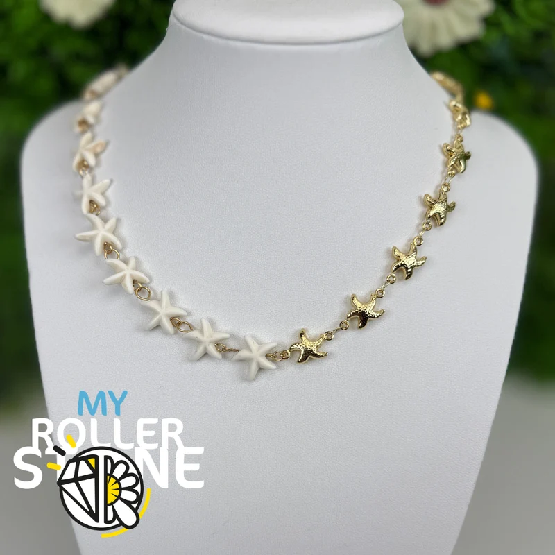 Collar doble con estrella de mar de acero inoxidable