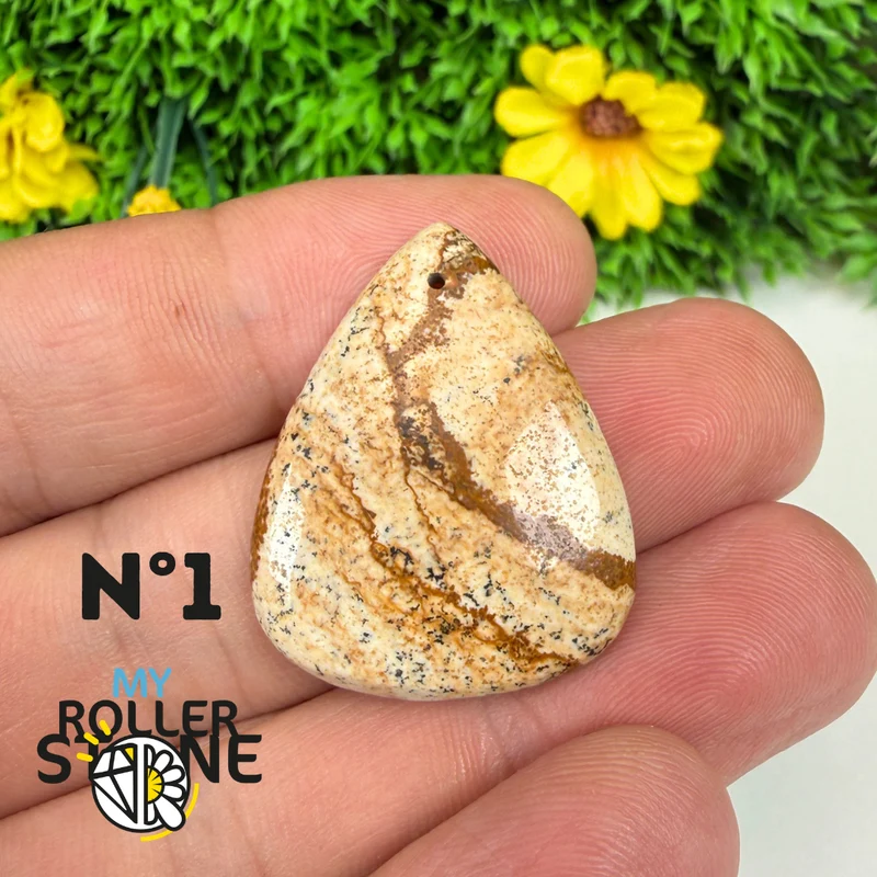 Colgante perforado Jasper Landscape 5A