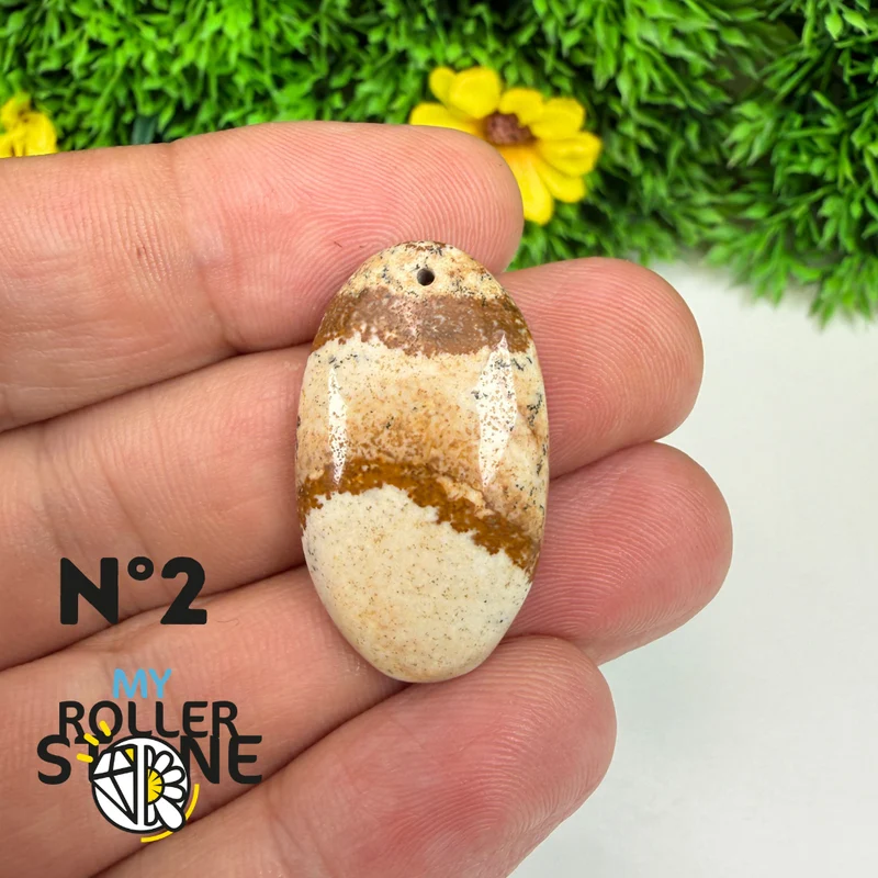 Colgante perforado Jasper Landscape 5A